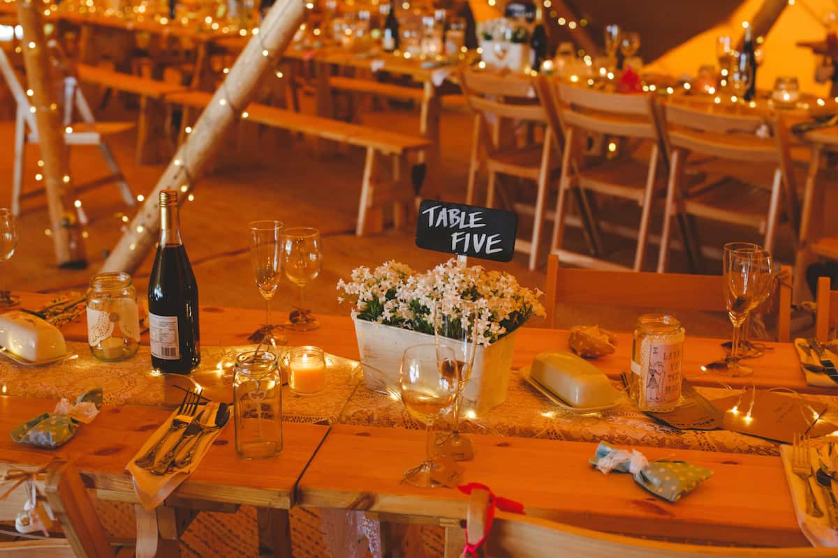 DIY Table settings for tipi wedding