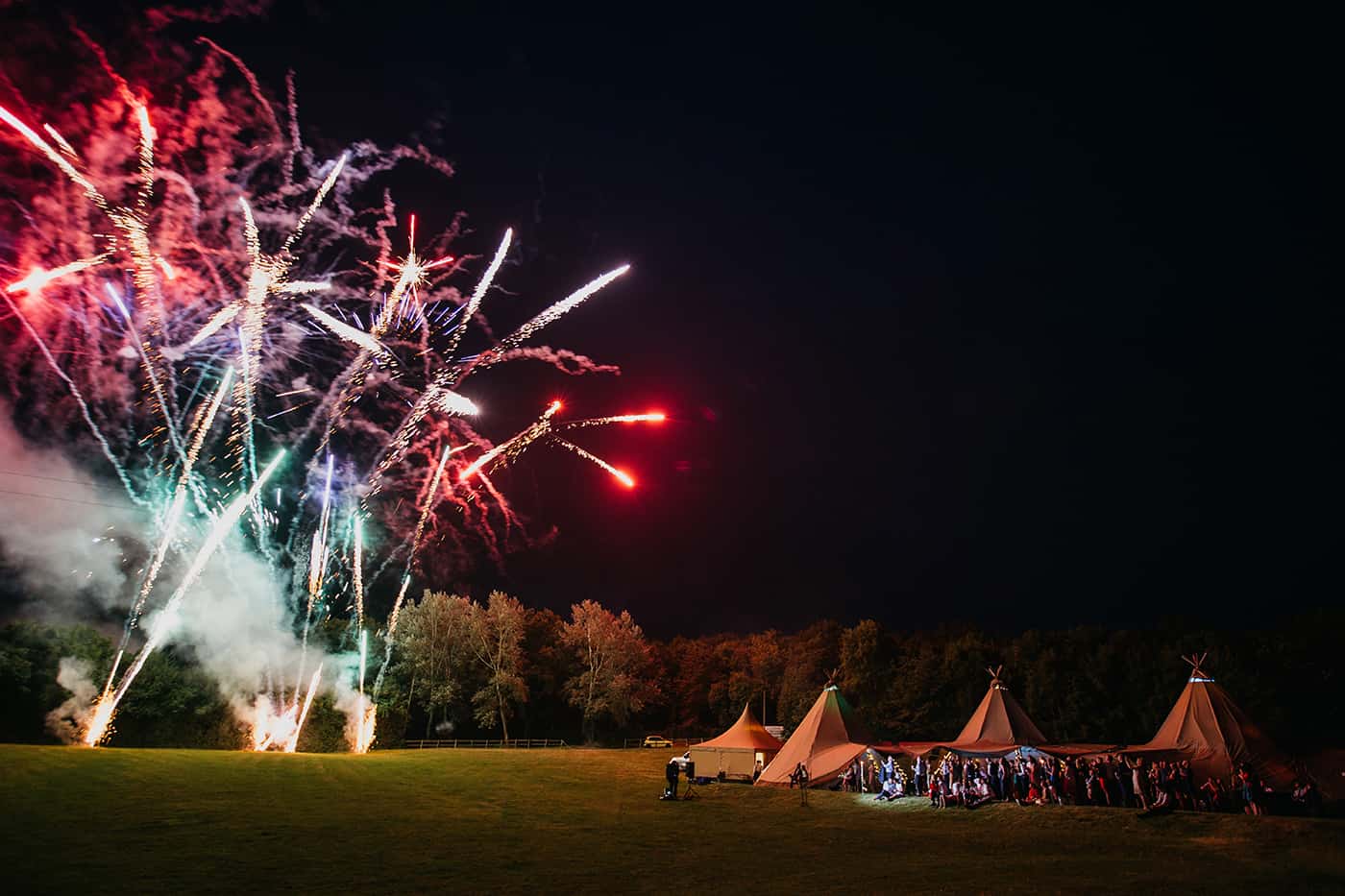 Tipi with firework display