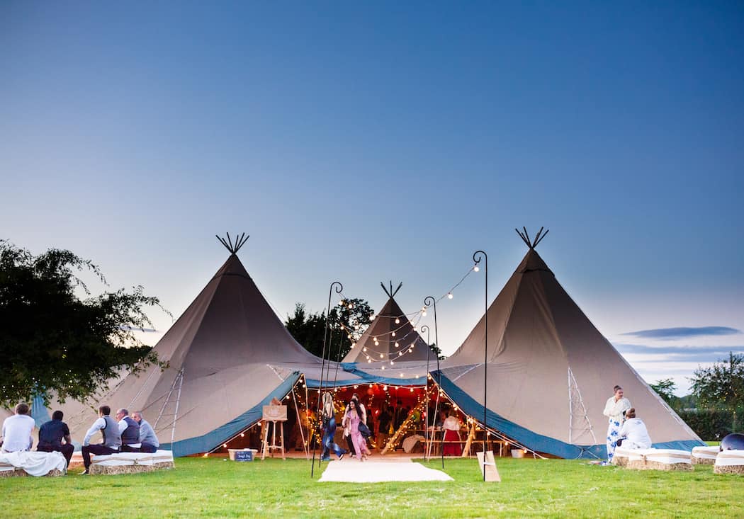 Three Giant Hat and Chill-Out Tipi wedding 