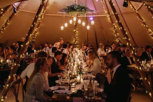 Dinning space of tipi wedding