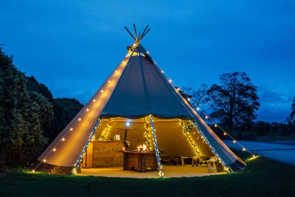 Garden lockdown celebration with a teepee