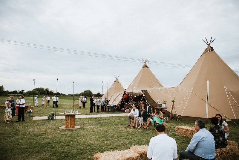 Real tipi wedding in two giant hats and chill-out tipi