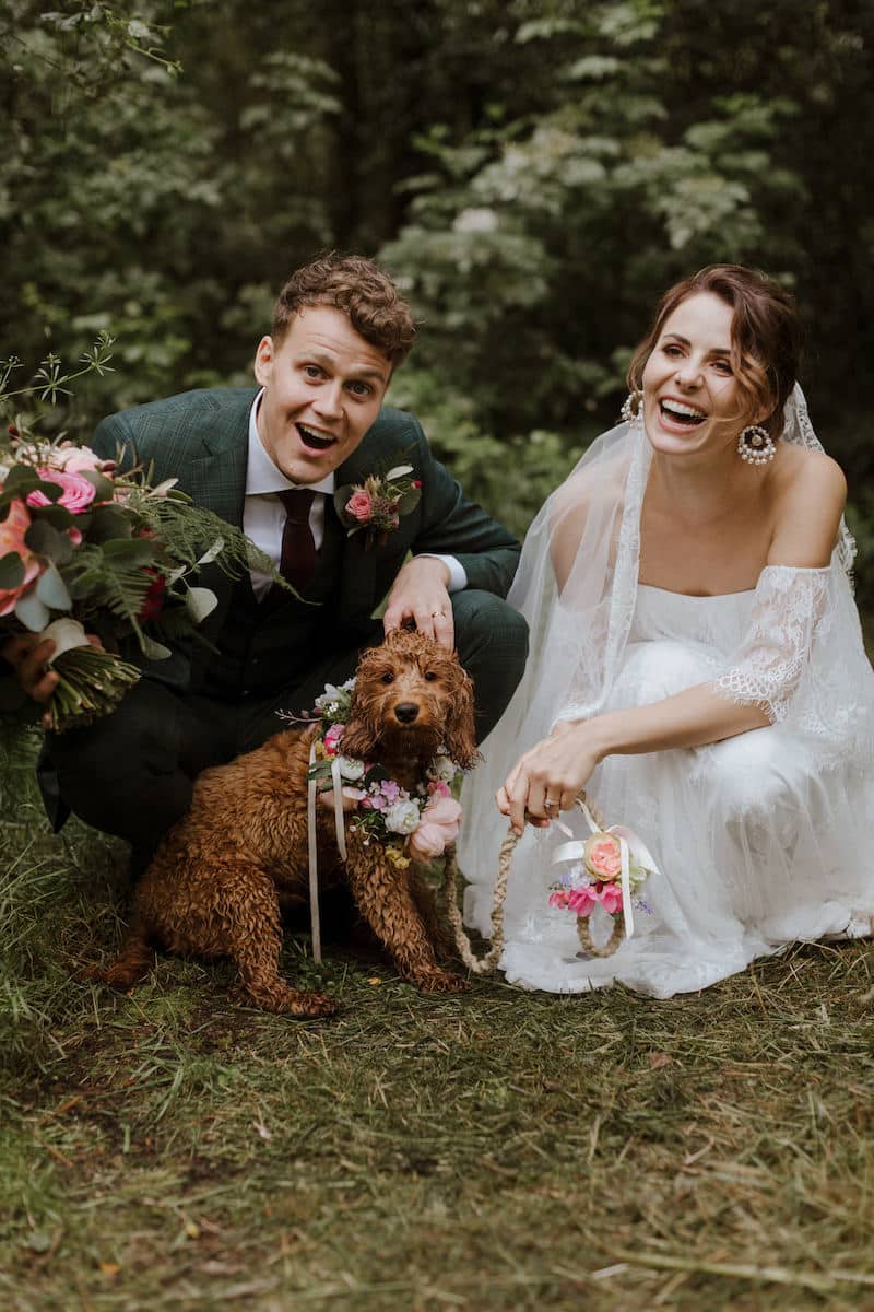 Bride groom and dog
