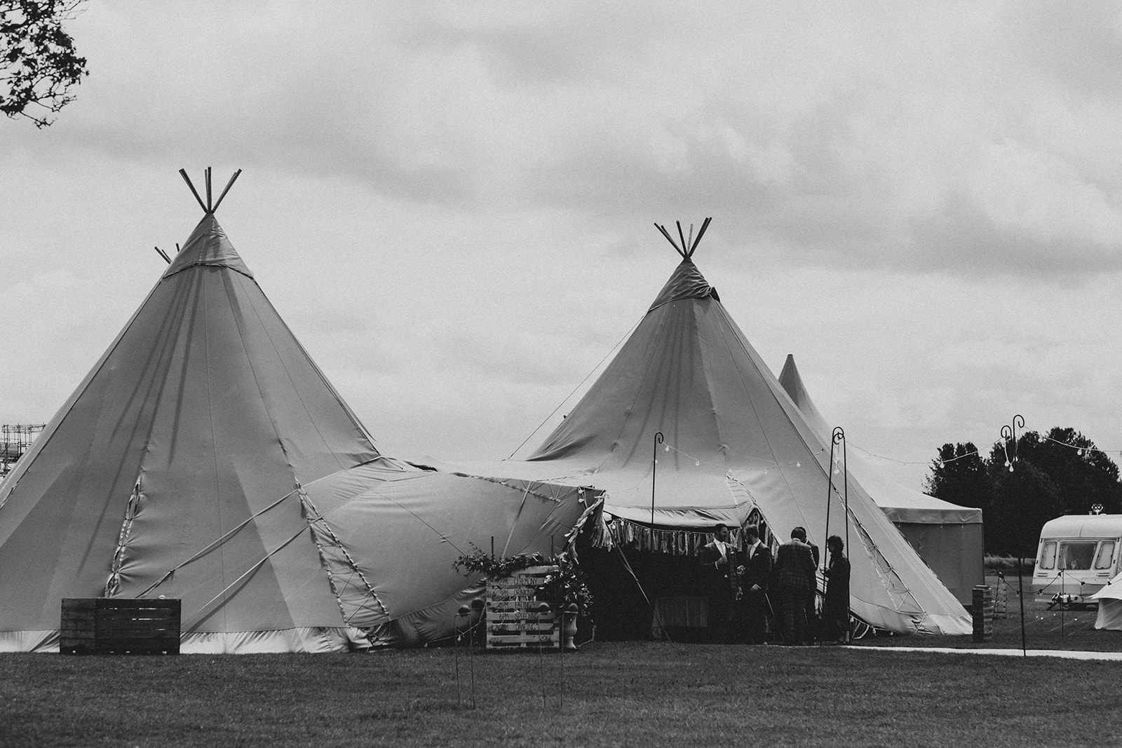 cattows farm wedding celebrated in three giant hat tipis