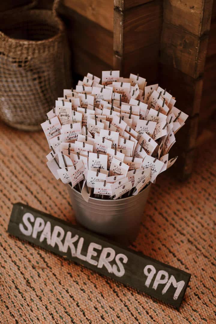 bucket of sparkers complete with sparkler tags
