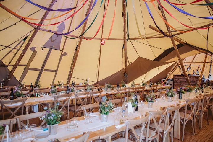 Colourful tipi wedding