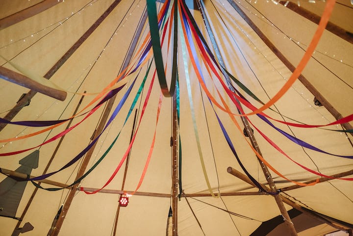 Colourful tipi wedding