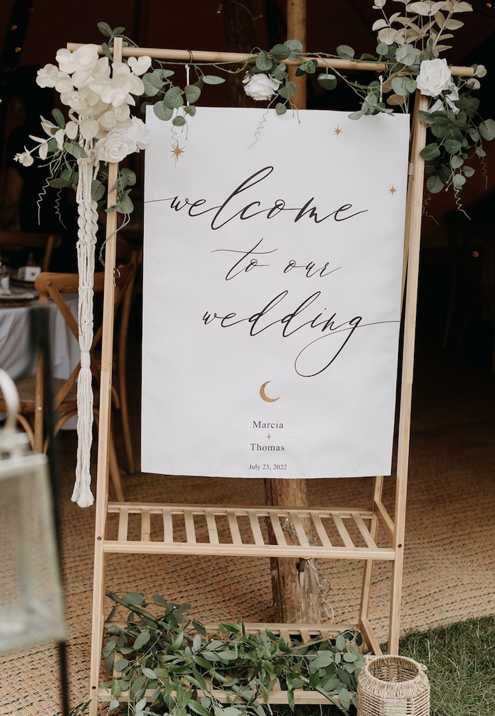 Boho Style Tipi Wedding, welcome sign