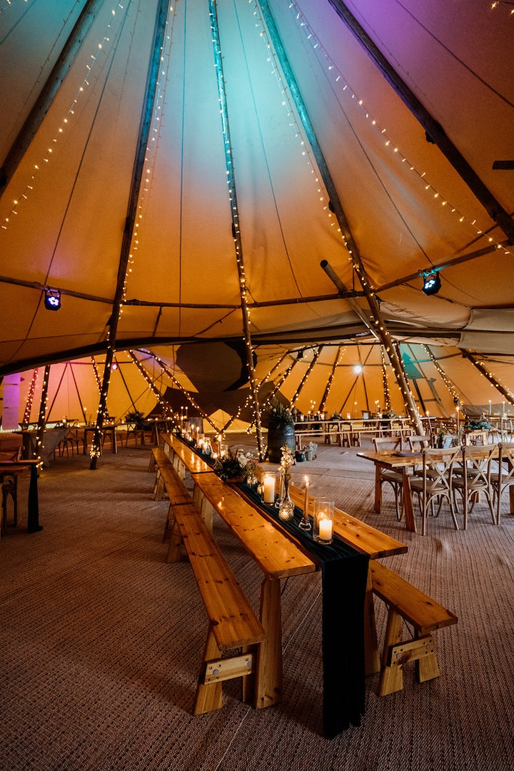 Internal layout of three giant hat tipis complete with spring Tipi Styling