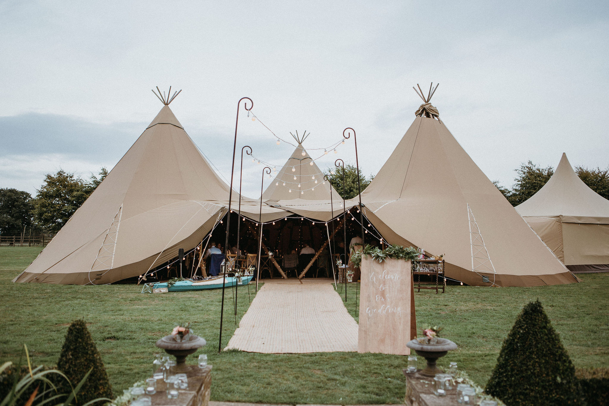 Three Giant Hat Tipi Wedding